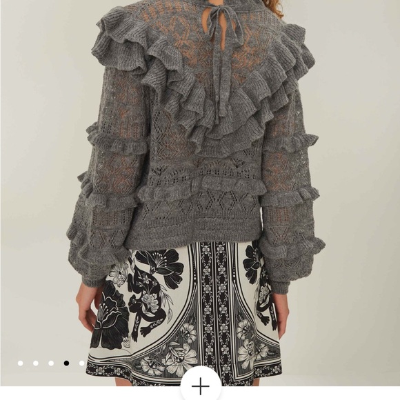 Gray Ruffled Women's Sweater - Picture 2 of 5